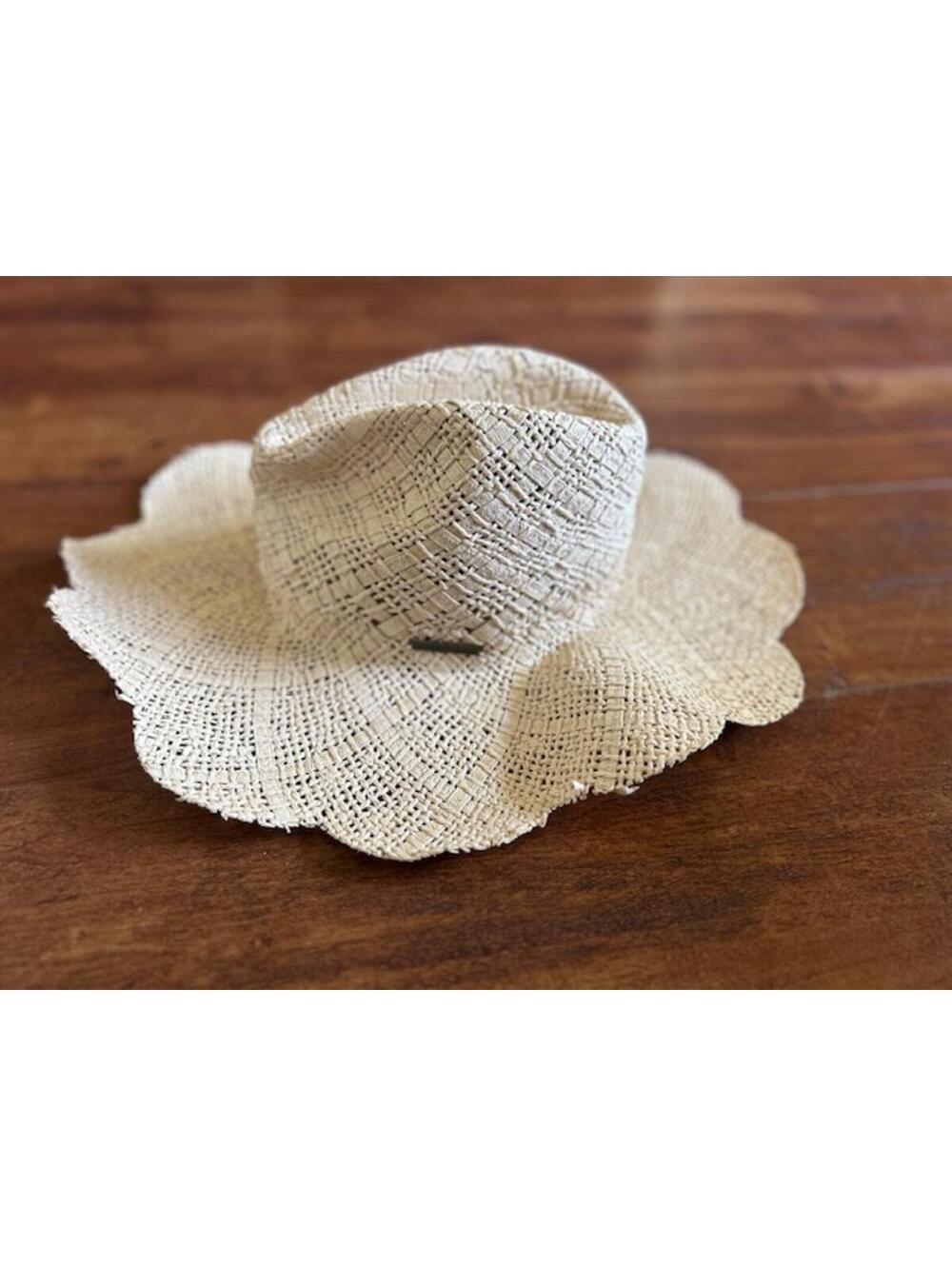 O'Neill Beige Straw Sun Hat with Scalloped Brim
